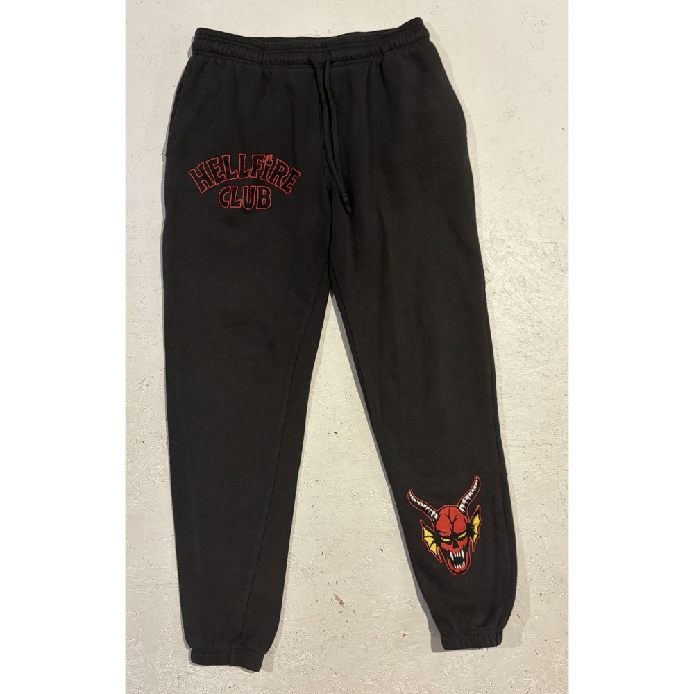 Stranger Things Joggers Hellfire Club Adult Medium Sweatpants Graphic Logo‎ Gray